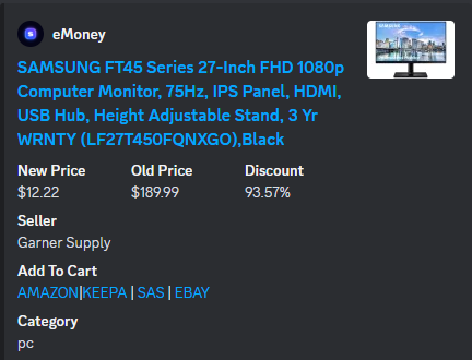 eMoney_HQ's tweet photo. 🚨SAMSUNG MONITOR GLITCH🚨

THIS GLITCH IS HAPPENING NOW!!
SAMSUNG MONITOR FOR JUST $12.22😱😱

RT+LIKE❤️ I AM SHARING THIS WITH Y'ALL!!