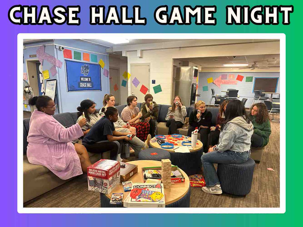 Last night Chase RA’s Nadia &amp; Presilla put on a game night in Chase. We love seeing our wonderful RA’s put on amazing programs in the residence halls for our students. 😎🫶 What’s some cool programs you saw your RA put on this semester? 🦉