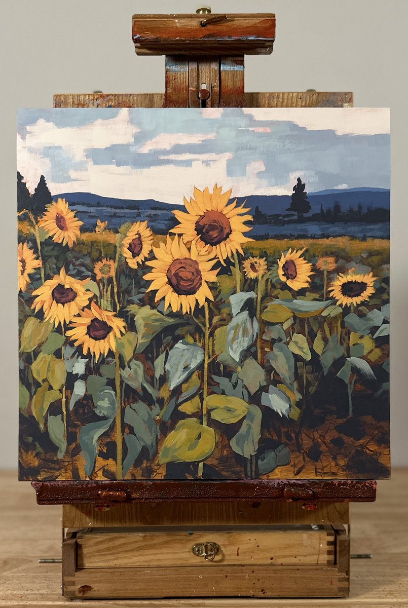 Done. Let me know what you think! SUNFLOWERS, 16x16”, Acrylic ©2024 Jim Musil #art #paintings #artwork