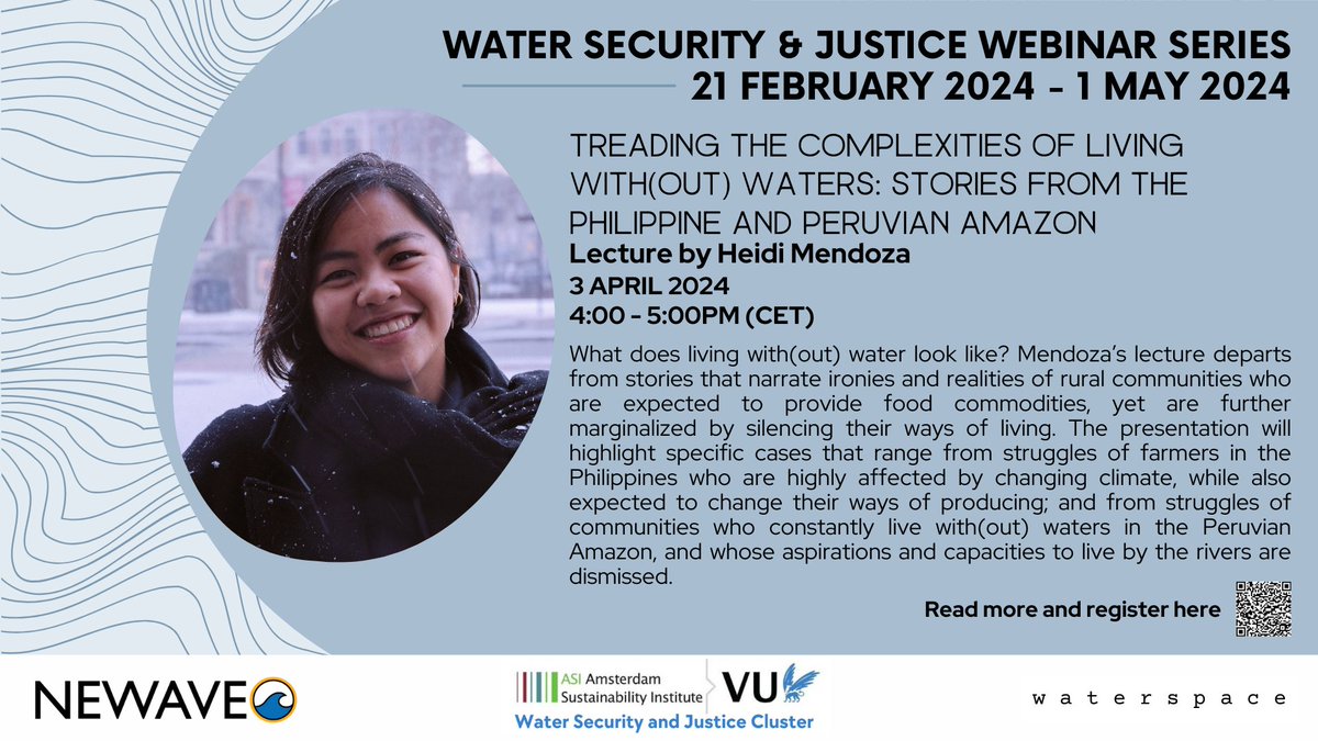 💡Curious to learn more about the #food and #water nexus? The upcoming lecture by @hdmendoza_ (@VU_IVM) explores the tensions between water dependency, food production, and (changing) livelihoods 🔹3 April | 4PM CEST | Water Security & Justice series ✍️ lnkd.in/d5Cw-WPM
