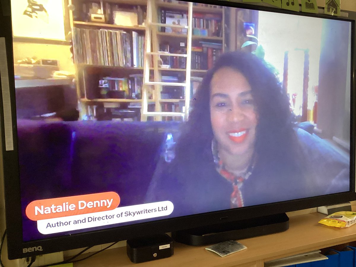 HeroesStm's tweet photo. Today we listened to Natalie Denny read pages from her book, Keisha Jones Takes on the World. #STMReading https://t.co/zrS8zEdrNY