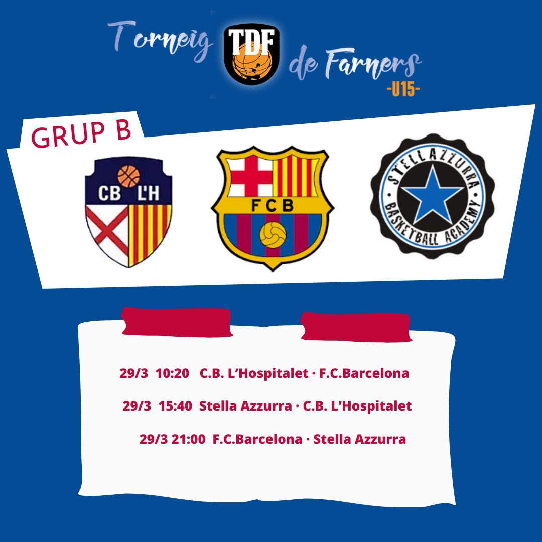 El segon grup és el B, que el formen l’Hospitalet, tot un clàssic del torneig, que sempre ens deixa grans partits, el Barça, gran candidat amb ganes de títol i l’Stella Azzurra. 
Els italians van deixar un gran record l’any passat i aquest any repeteixen amb la mateixa ambició.