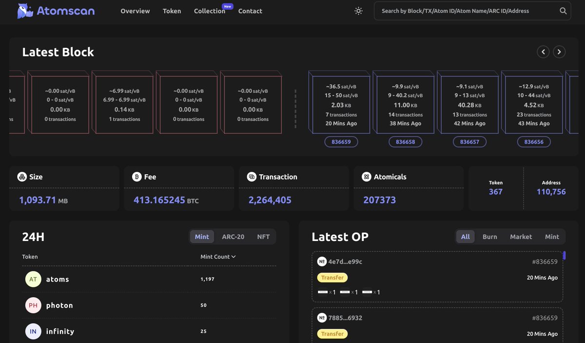 🌙 #Atomicals Blockchain Explorer now supports Dark Mode! Explore the blockchain world in a more eye-friendly way. Try the new view! atomscan.org #DarkMode 🚀 #ARC20 @AtomicalsFamily @palpiitaaa