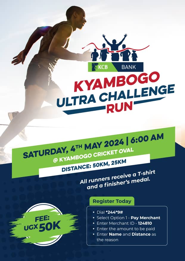 Yeyeye! Good people, the most important information you've all been waiting for is finally here! Registration for the Kyambogo Ultra Challenge Run is open, starting now. 😊See flyers for details on how to register. [50KM & 25KM] Supported by KCB Bank. #KyambogoUltraChallengeRun