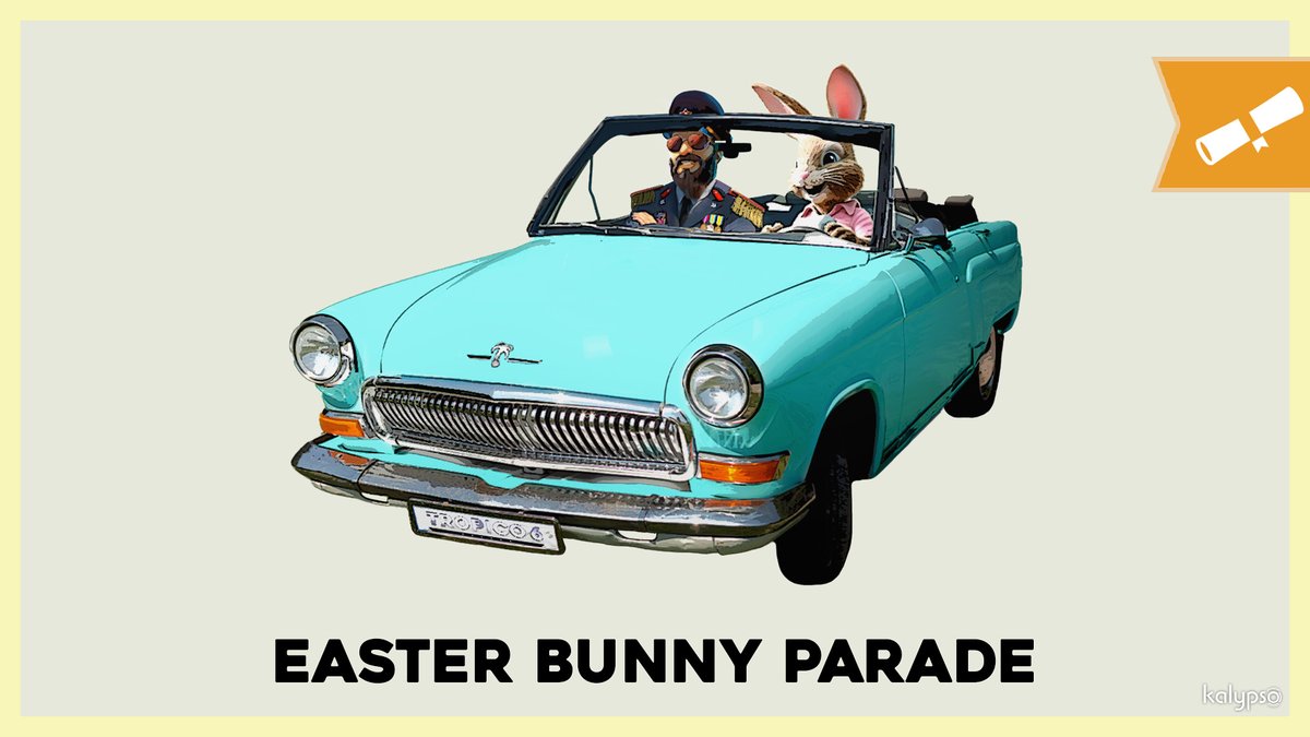 I wish you all a Happy Easter! 🐰 Today, the Ministry of Misinformation & Propaganda announced their Easter Bunny Parade edict in Tropico – so the totally real Easter Bunnies can drive cars & deliver totally real Easter Eggs (that have no explosive mechanism inside). #AprilFools