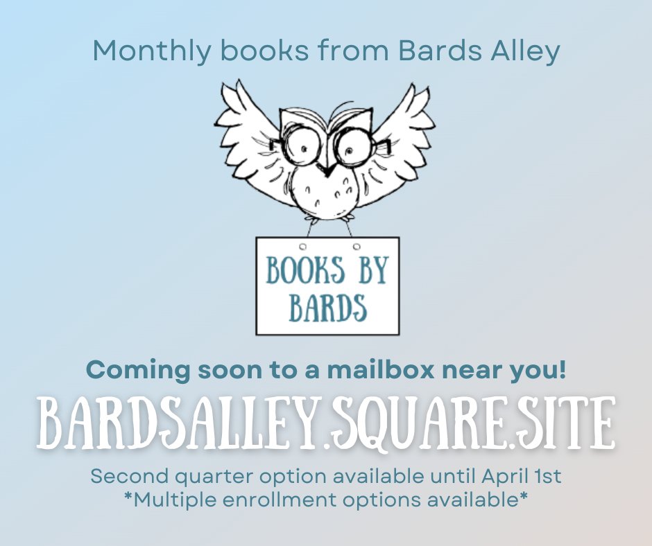 Last chance to get a Books by Bards subscription for the second quarter of 2024 (June-Aug!). It'll get you one new surprise book at your doorstep + you can dip your toe into our yearly subscription box! 👀 Check out the books we picked so far. Order here: bardsalley.square.site/product/books-…