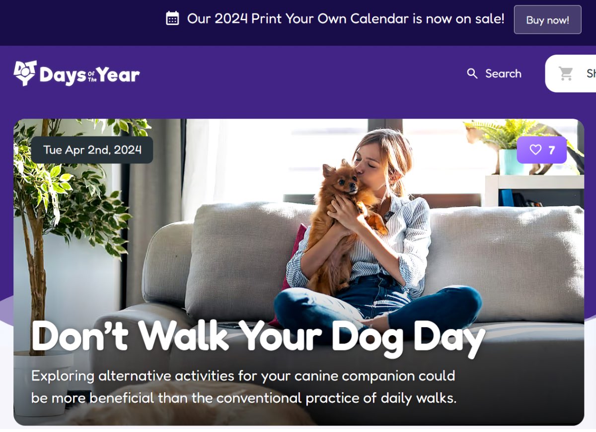 daysoftheyear.com/days/dont-walk… It’s nearly time for #dontwalkyourdogday on April 2nd. Did you know it’s an officially recognised day? That’s how important it is. Please get involved, retweet it this and let’s make it the biggest year yet.