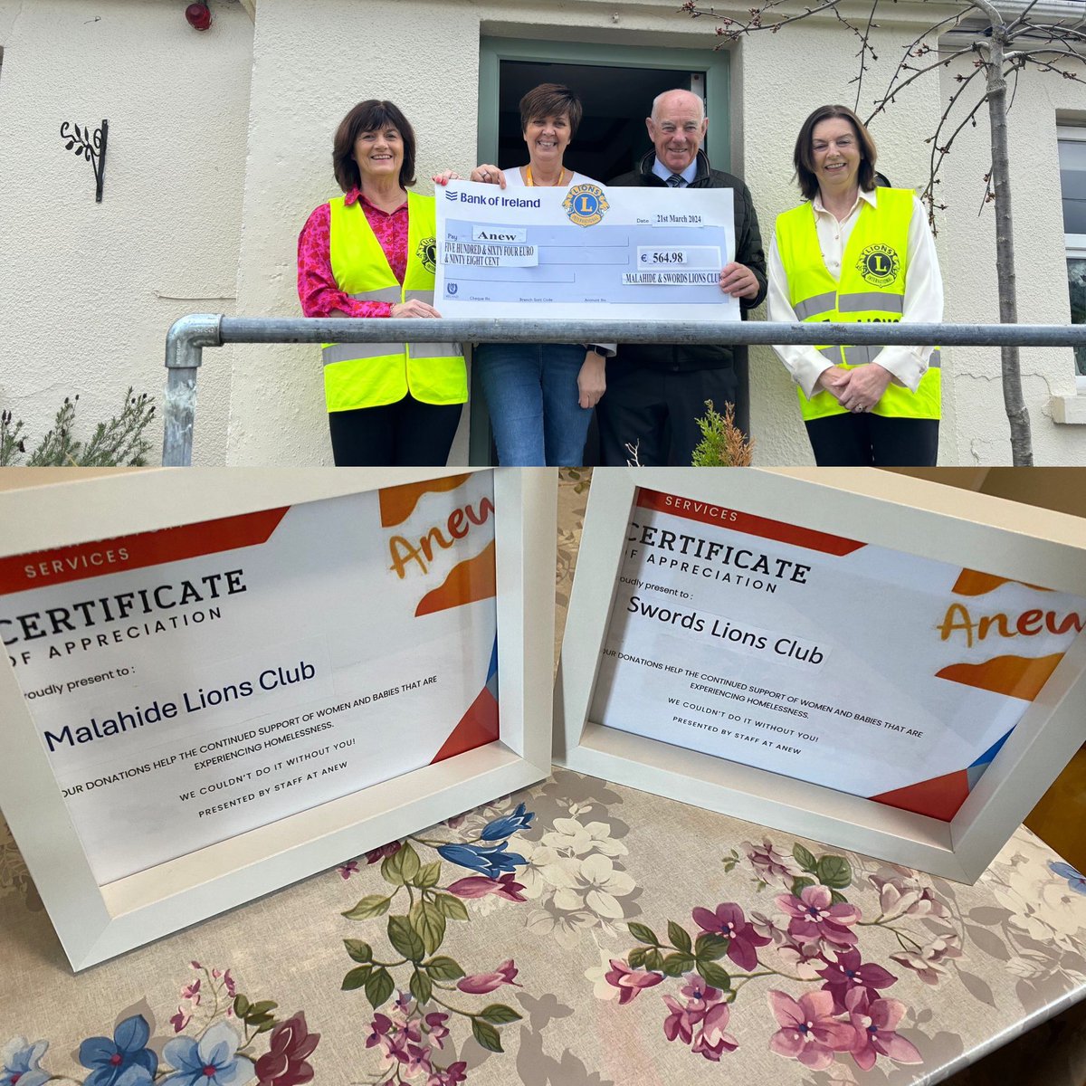 Thanks so much to the Malahide Lions and Swords Lions club for their generous donation which they dropped down to Cherry Blossom Cottage to deliver. We were able to buy a dryer for the cottage with the donation.