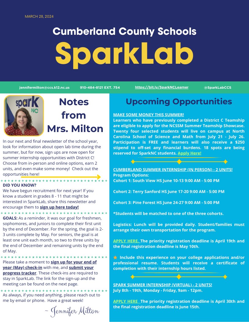 SparkLabCCS's tweet photo. Paid summer opportunities, internships (in-person &amp; virtual), recruit your friends to SparkLab, and final check-ins! https://t.co/gG6QsFbVOV