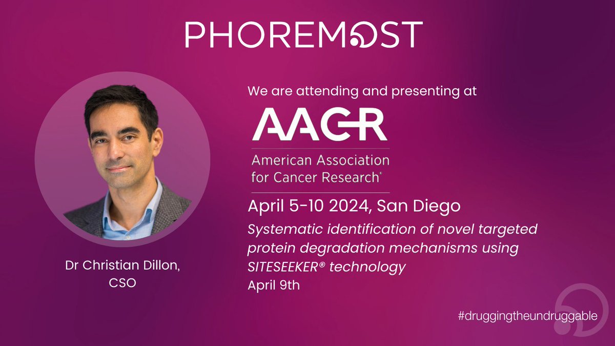 Next week, we're heading to @AACR, joining scientists and healthcare professionals to share the latest advances in #cancer science. Christian will be presenting on the systematic identification of novel #TPD mechanisms using our SITESEEKER platform: rb.gy/bz9lci