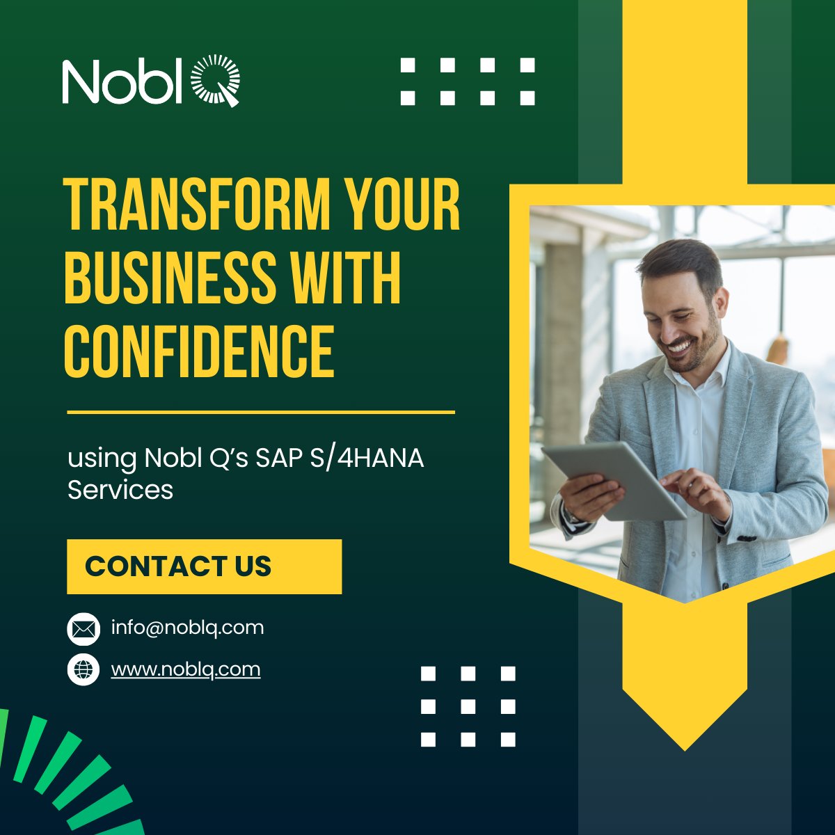 We at Nobl Q help companies revolutionize their IT landscape with SAP S/4HANA's cutting-edge features, setting new standards for innovation and excellence.

To know more: bit.ly/4a2Ratb

#saps4hanacloud #NoblQ #DigitalTransformation #erp #clouderp #saps4hana