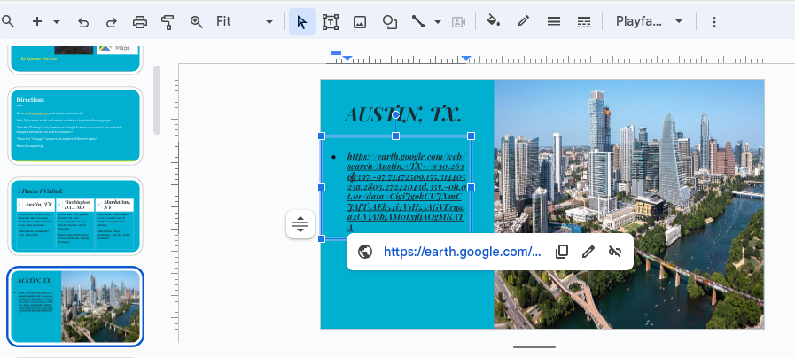 lovelandtech's tweet photo. Fun Geographic Features Project using #GoogleEarth #GoogleMaps #GoogleSlides for 8th Gr #GoogleAppliedDigitalSkills classes. Ss explored places of interest and created #hyperlinked projects to showcase findings. @NeptuneSchools @rkiker @GoogleForEdu https://t.co/f6E9smPHnV