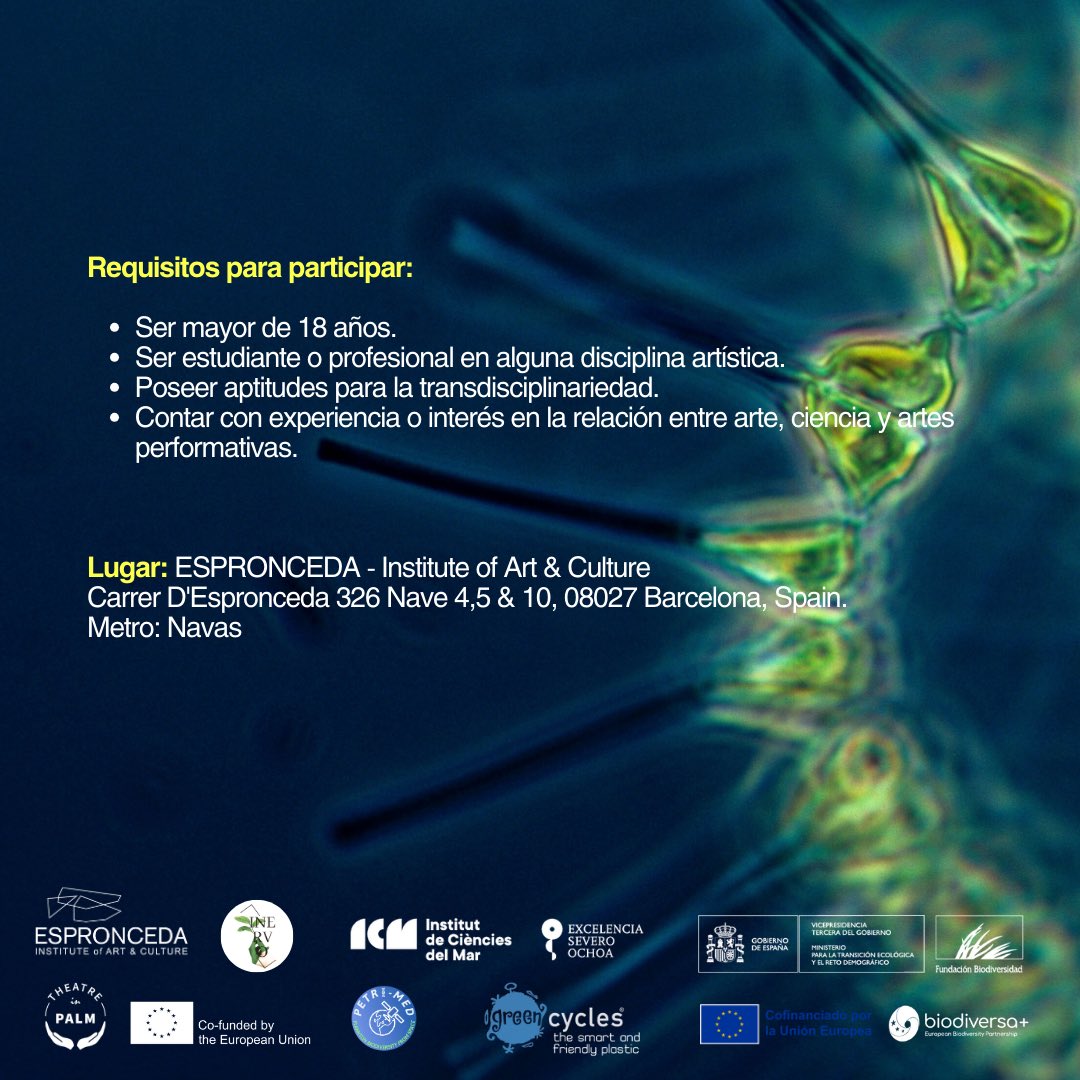#OPENCALL : LuzLíquida
Otra forma de percibir las relaciones

-
‼️Inscripciones antes del 17 de abril 2024
forms.gle/Ac3UgNhFuTqRfJ…
-

Plazas disponibles: Máximo 20 artistas
Laboratorio gratuito de Investigación y Co-creación
Arte y Ciencia