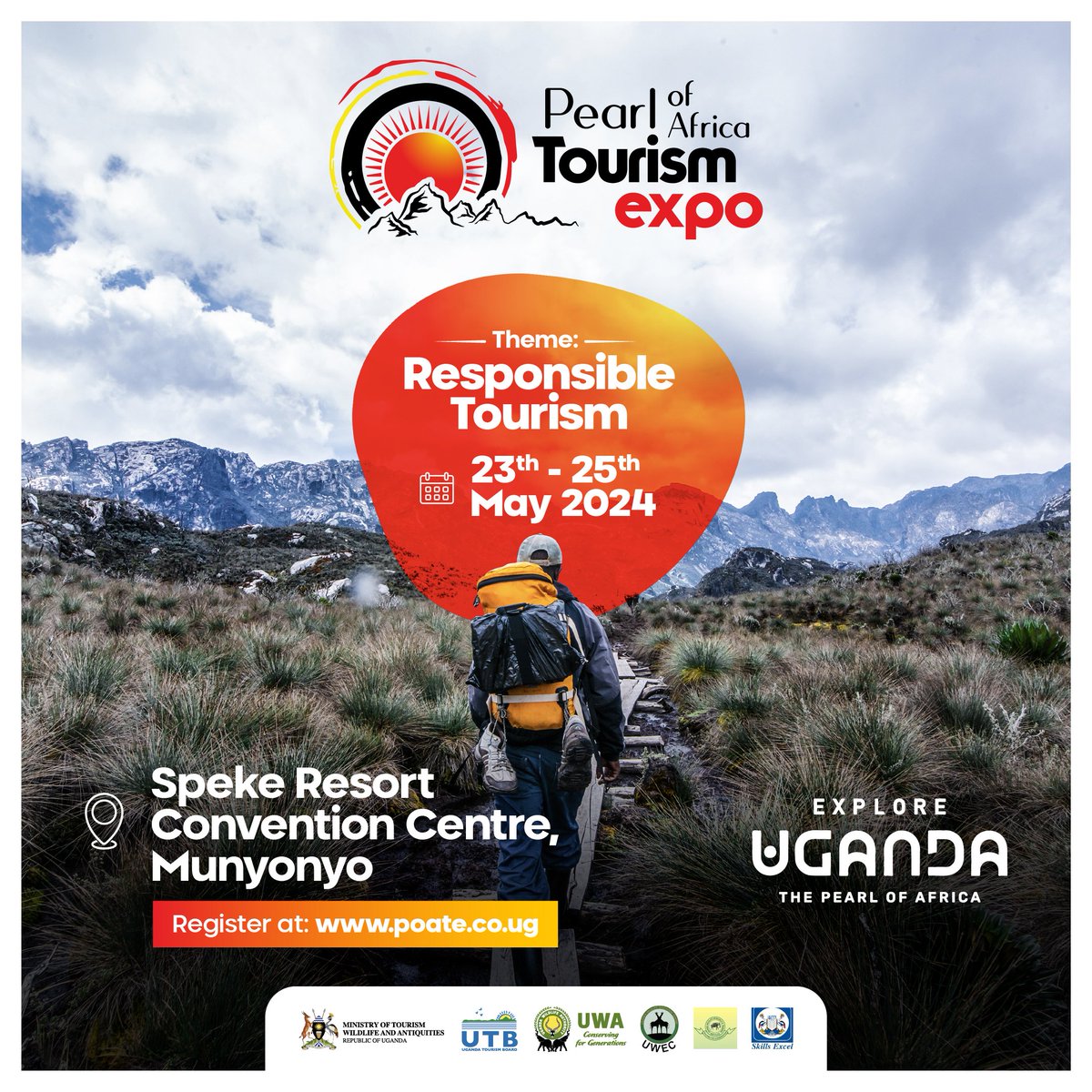 Get ready for an extraordinary journey as we present the 8th edition of the Pearl of Africa Tourism Expo (POATE) 2024, East Africa's premier tourism event dedicated to shaping the future of responsible tourism. Theme: Response Tourism. Date: 23rd - 25th May 2024. Venue: Speke