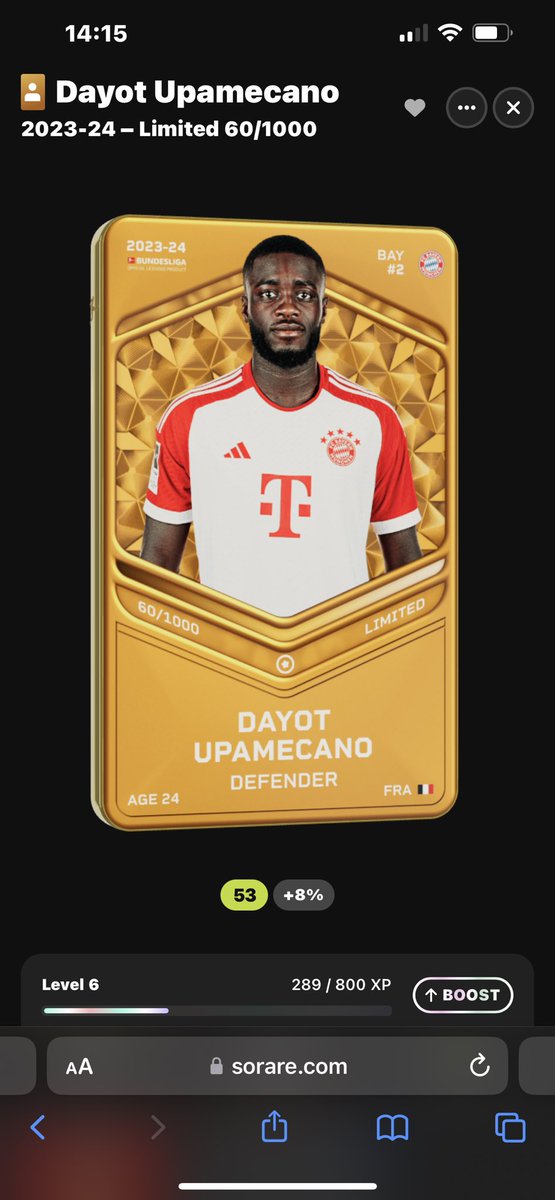borassorare's tweet photo. Here We go! Giveaway on new season upamecano, 

Retweet, follow me on x, like this post
and a comment with your Sorare name!😊

And don’t forget I buy gallery up to 85% just send a dm on discord 
Name:Boras1995 https://t.co/mitqOwZNvu