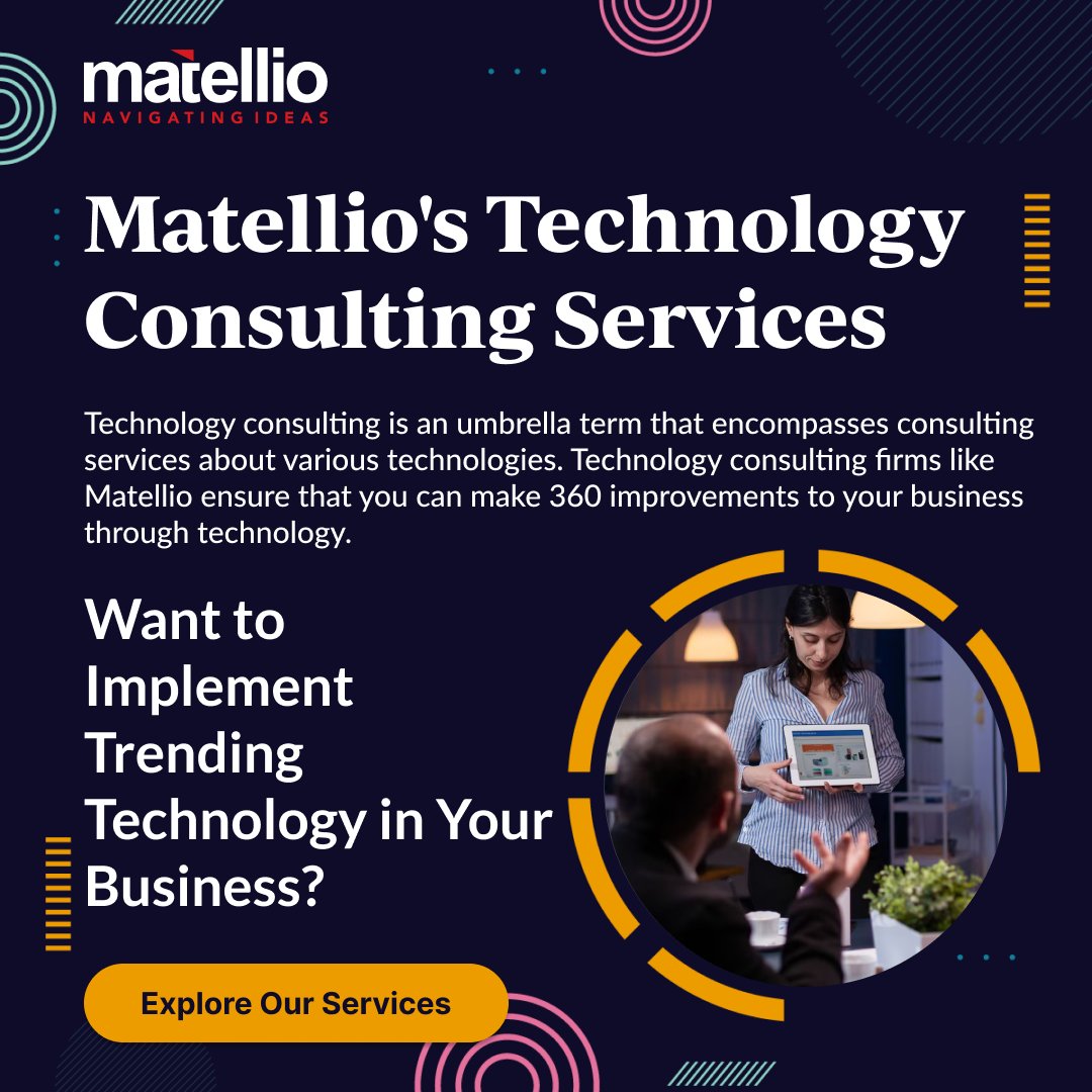 Matellio_Inc's tweet image. Unlock your business potential. Our technology consulting services encompass a range of technologies to elevate your business. Click here to explore: matellio.com/solutions/tech…

#TechnologyConsultingServices #DigitalTransformation #BusinessTechnology #TechSolutions #Matellio