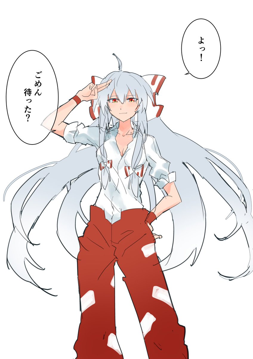 AlgVPl7Y5gvZzci's tweet image. #東方Project #藤原妹紅 
妹紅と待ち合わせ
なラクガキ