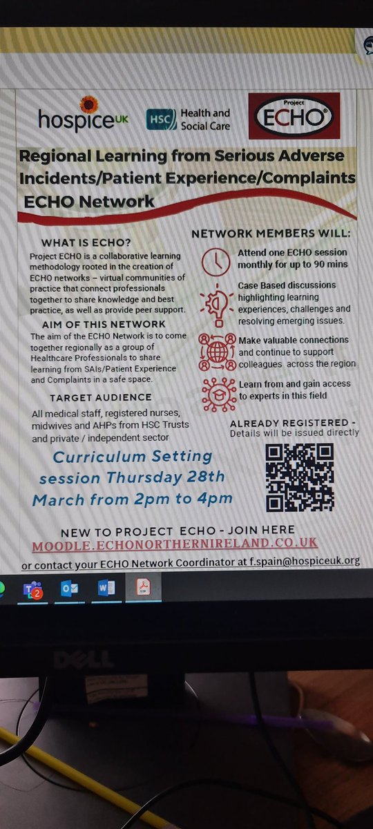 Excited for our 2024/25 ECHO Curriculum planning session today at 2pm on supporting a N. Ireland Learning System in relation to SAIs/Pt Exp/Complaints in a safe space. #patientsafety