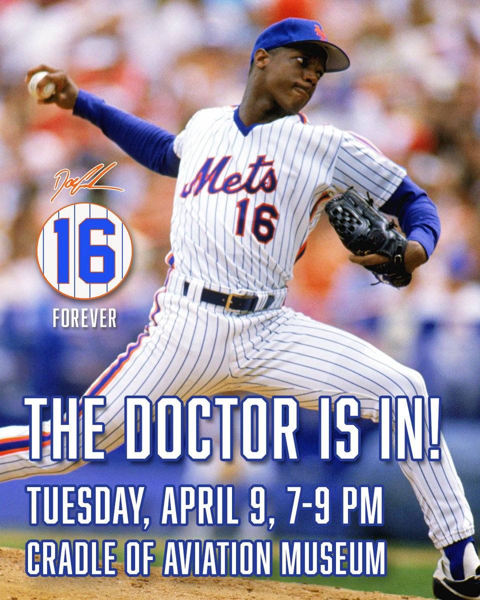 Please join me at the Cradle of Aviation Museum for a special evening along with Talking Baseball's Ed Randall on Tuesday, April 9, from 7:00 to 9:00 pm.

Limited Available Tickets here: 
bit.ly/Gooden16