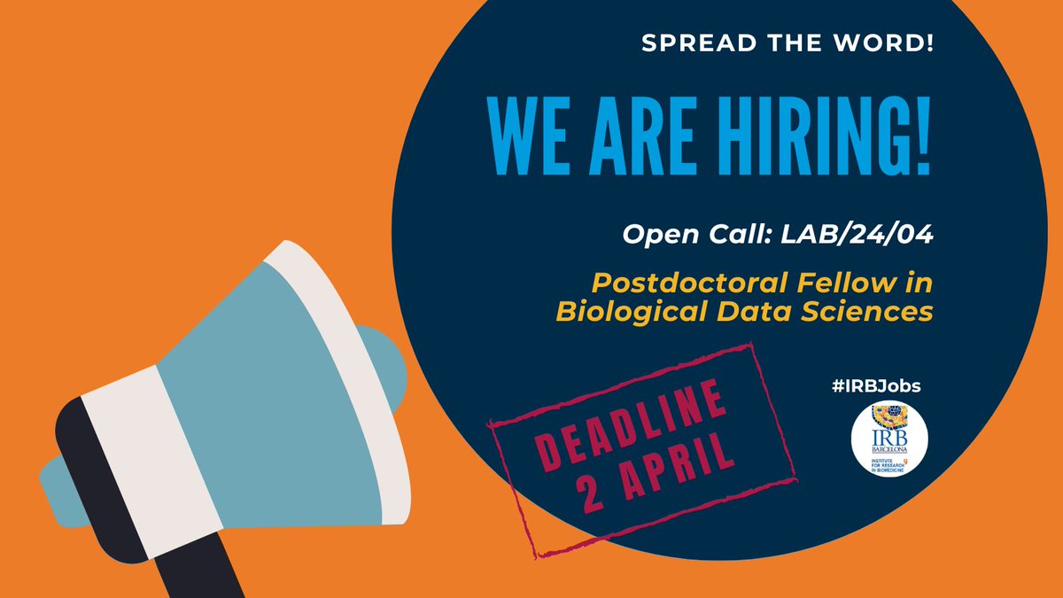 🚨Last call! 📢 #hiring a #Postdoc fellow to join our Structural Bioinformatics & Network Bio lab, led by Dr. @ptck72, to work in #SystemsMedicine approaches for the @CLARITY_h2020 project.

➡️shorturl.at/fzKQR

#IRBJobs #PostdocJobs 

@iCERCA @_BIST @SOMM_alliance @PCB_UB