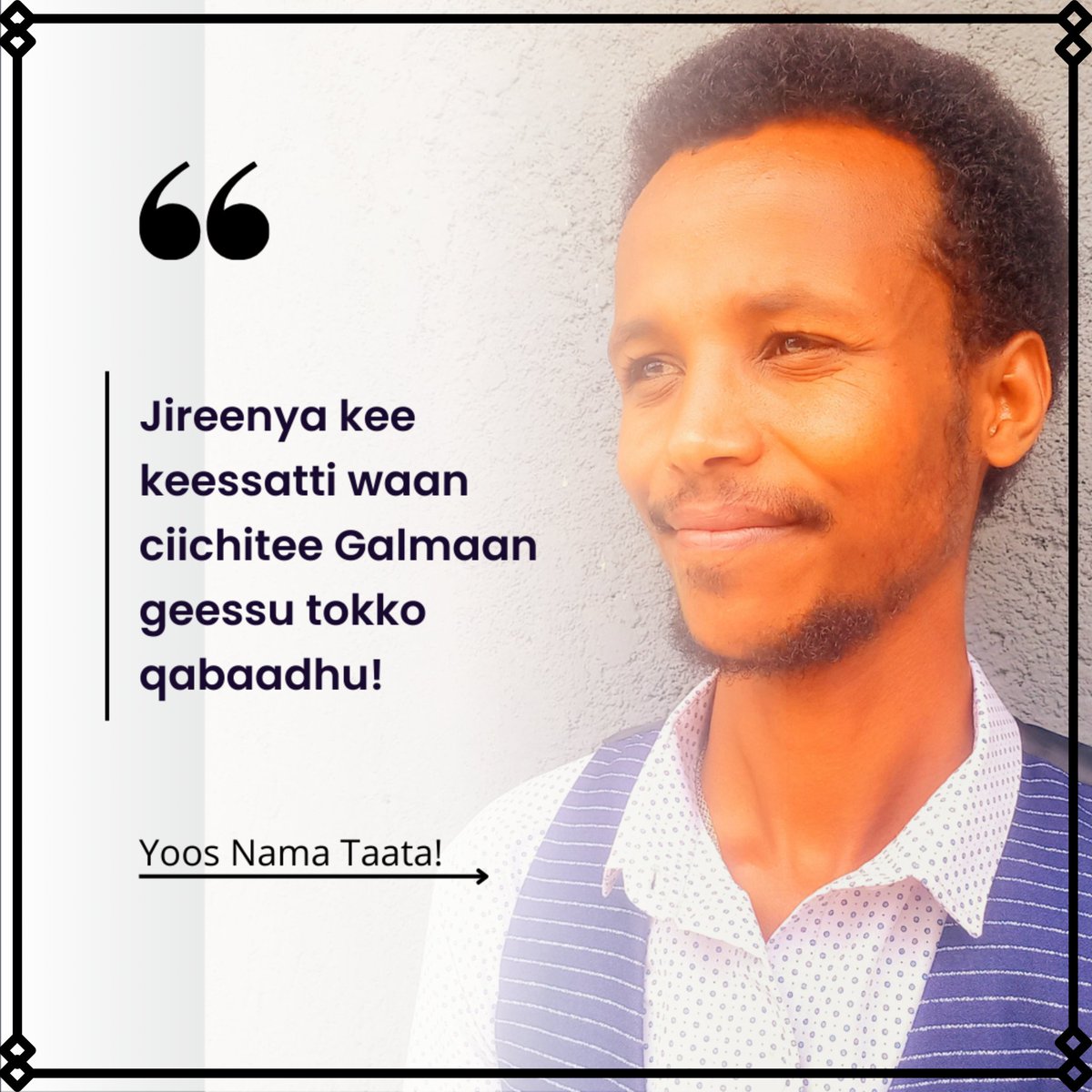 testaytol's tweet photo. Dhiphattees barbaaddu,
Dhimmamteetis yaaddu
Aannan dhangala'e, 
Deebistee hin waraabdu!

Kan Uuman jedhetti,
Kan guyyaan kennetti,
Otoo jaalattuu irra tarta
Otoo jibbituus itti barta!

March 28, 2024
Bitootessa 19, 2016 https://t.co/XKe0a8S9mJ