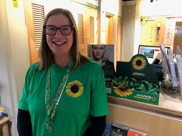 We have ‘Hidden Disabilities Sunflower’ lanyards available at each of our visitor sites for anyone who may need a helping hand or understanding. Pictured is April, our Access & Volunteer Co-ordinator, at #JerseyMuseum. #WorldAutismAwarenessDay @AutismJersey @GovJersey