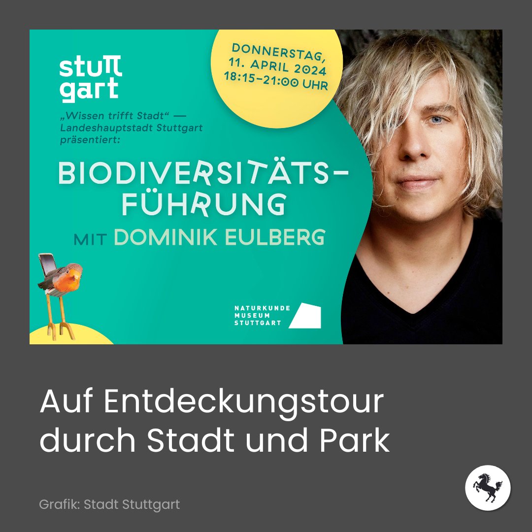 #WissentrifftStadt 💡: Die Landeshauptstadt Stuttgart und das Naturkundemuseum laden ein zur Biodiversitätsführung „Frühlingserwachen im Park - was fliegt, krabbelt und tönt zur blauen Stunde?“ 🐦🌱 Achtung, die Plätze sind limitiert! Alle Infos: stuttgart.de/wissen-trifft-…