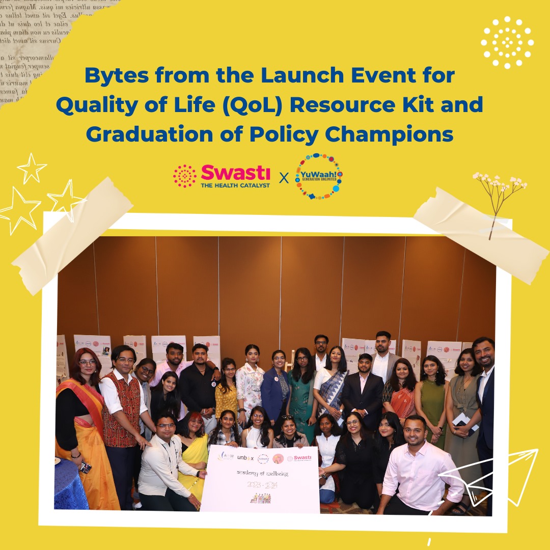 On 19th March 2024, Swasti unveiled the Quality of Life Resource Kit created in partnership with UNICEF Yuwaah @YuWaahIndia and celebrated the graduation of the @YouthKeBol Policy Champions from the Academy of Wellbeing, a platform supported by @YuWaahIndia and anchored by Swasti…