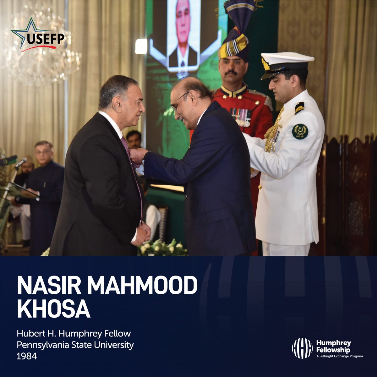 In recognition of his contributions to Public Service, #Humphrey Fellow Nasir Mahmood Khosa was honored with the Pakistan Civil Award, Hilal-i-Imtiaz (Crescent of Excellence), on March 23. Khosa attended Pennsylvania State University in 1984. #USEFP #USPAK #ExchangeAlumni