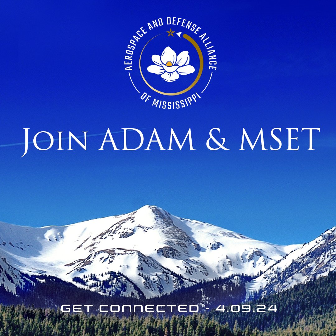 Join ADAM & MSET in Colorado Springs, CO for our Mississippi Reception on April 9, 2024. 
Get connected!

RSVP to: events@mset.org or find out more, msaerodefense.org.

#ADAM #SpaceSymposium #Aerospace #Aeronautics #MilitaryDefense #MSET