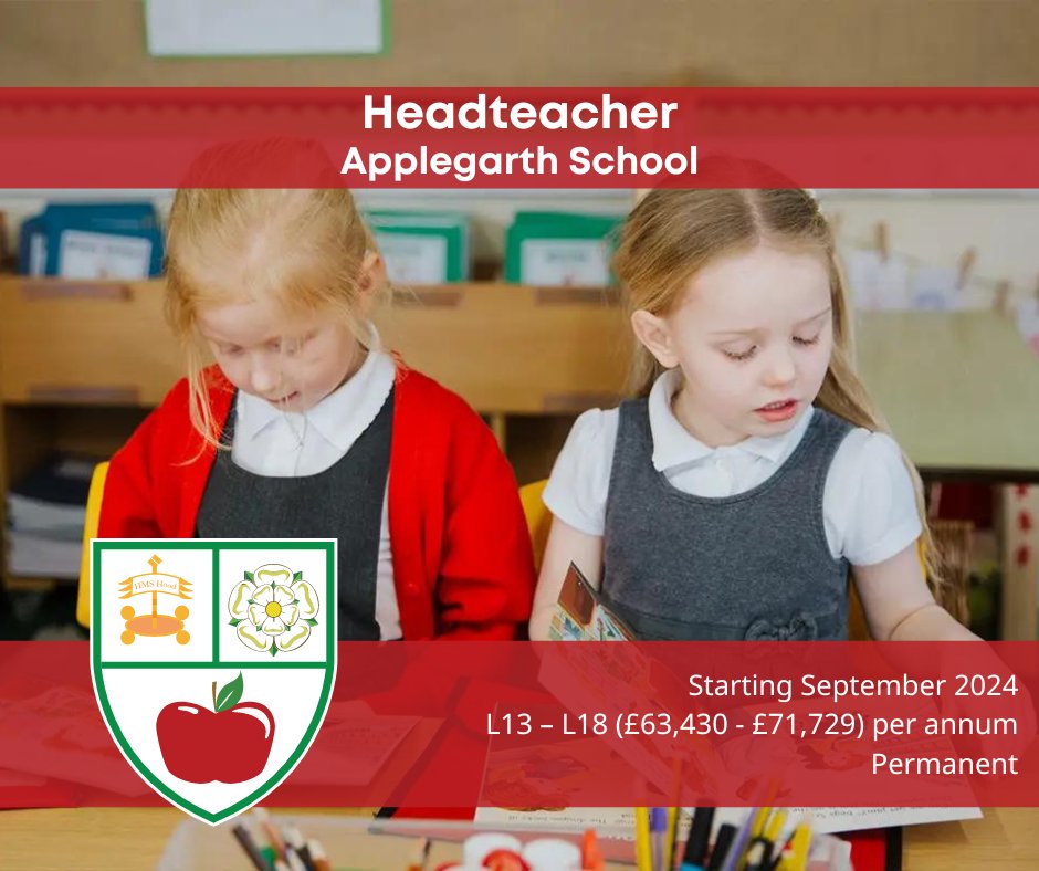 Are you a leader who is ambitious, inspirational and committed to excellence? 🙌

Applegarth School is seeking a #Headteacher who is ambitious, inspirational and committed to excellence to lead their wonderful school. 🍎 🏫

🔗To apply, visit bit.ly/3PH9iAK