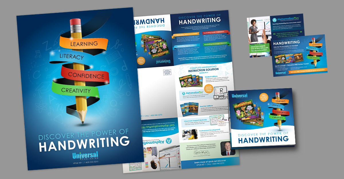 We helped @UPubHandwriting create a Direct Mail campaign promoting their handwriting services & Alphamation Plus software. The mailer folds out to be a large poster on one side. Studies show direct mail helps with brand recall. What do you think of the piece?