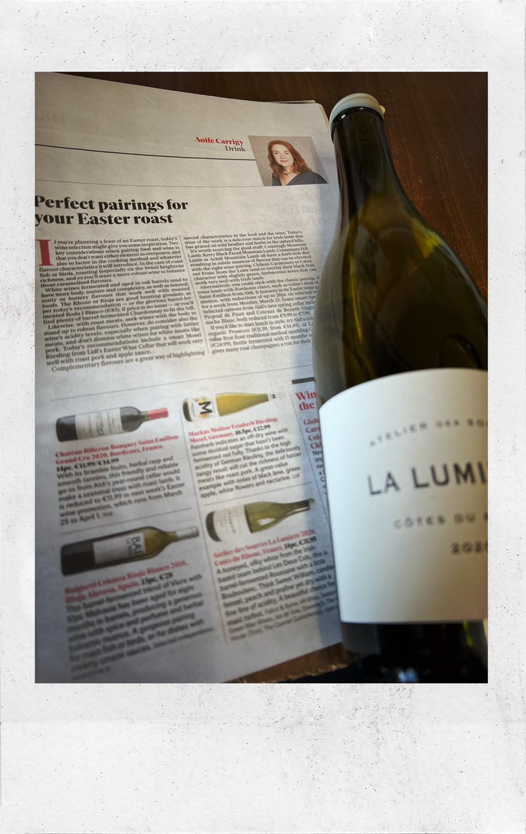 Just love the suggestion from @AoifeCarrigy_ of roast halibut for Easter dinner and I couldn’t think of a better match with La Lumiere from Atelier des Sources @LesDeuxCols a Roussanne blend very subtly aged in oak…. One of the best white Rhone wines around @Tindalwines