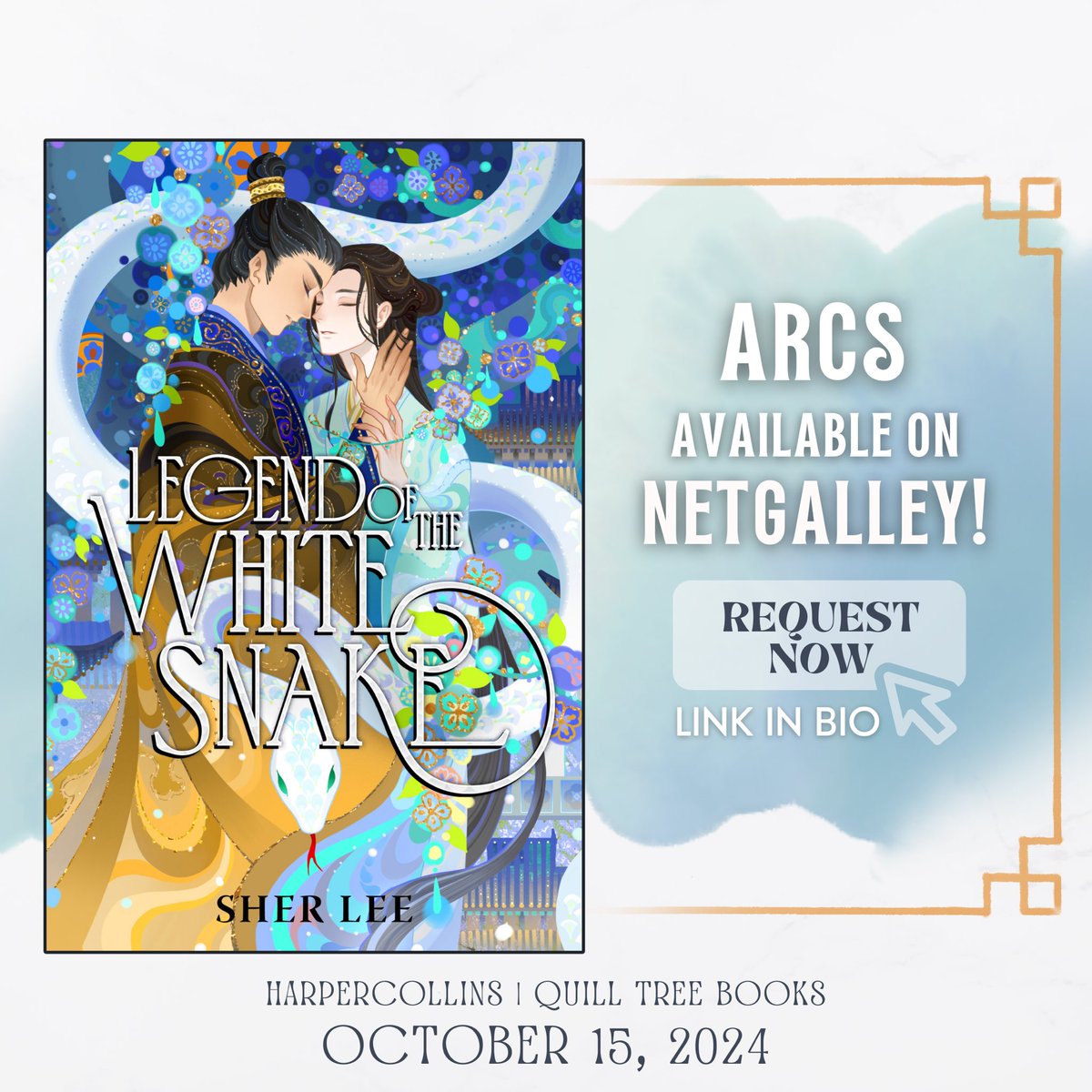 LEGEND OF THE WHITE SNAKE is available for request on NetGalley & Edelweiss! *Links below & in bio* A snake spirit transforms into a boy and must hide his true identity after falling for a headstrong prince in this lush, romantic retelling of the traditional Chinese folktale 🐍