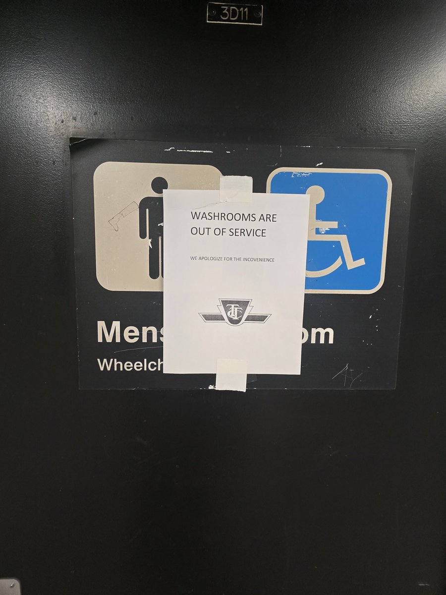 iamcrazyjoe's tweet photo. @TTChelps there are 3 subway stations with washrooms across the ENTIRE system and can't keep them operational? BOTH washrooms at Yonge/Bloor out of service. Guess I will hold it for another 40 minutes to get to the next station with a washroom https://t.co/WYbzWPNhVJ