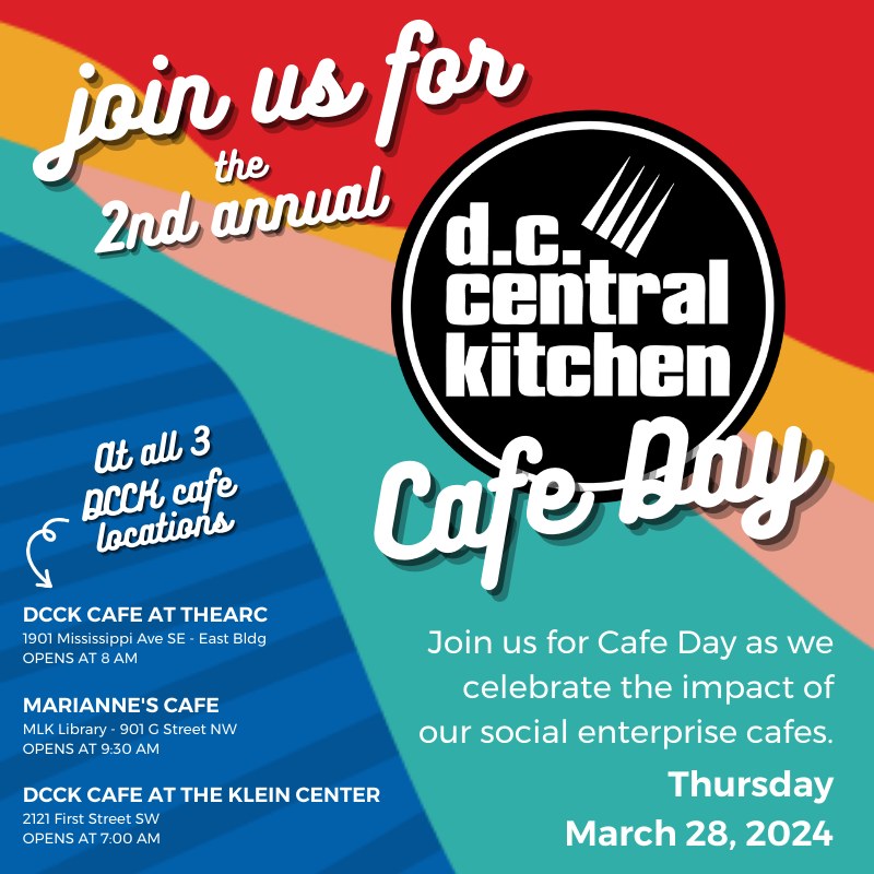It's #DCCKCafeDay! Join us at any of our 3 cafes today - free treats and specials through 3pm. For details: dccentralkitchen.org/2024/03/20/2nd… @dcpl @THEARC_DC #dceats
