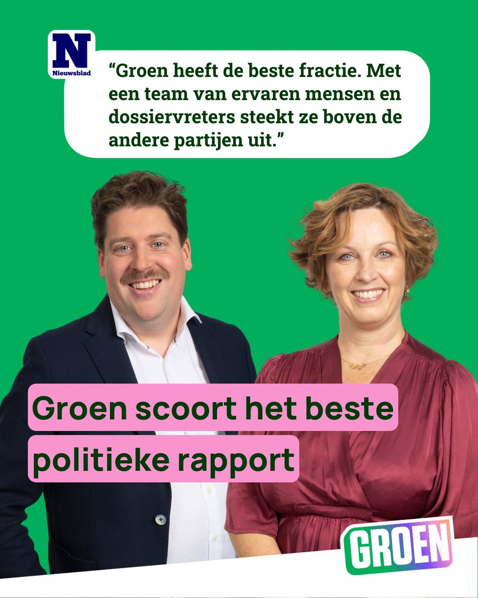 Groen heeft beste fractie in het Vlaams parlement, volgens @Nieuwsblad_be. Enkel met Groen een sterke combinatie van inhoud, werkkracht en stijl.