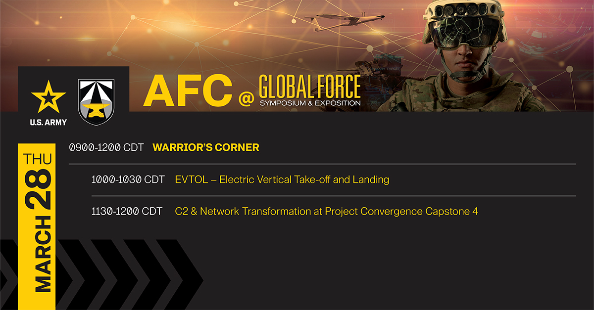 Today is the third and final day of @AUSAorg Global Force Symposium & Exposition. You can still attend AFC’s final two Warrior’s Corners virtually through our Facebook livestreams. See you there. #AUSAGlobal