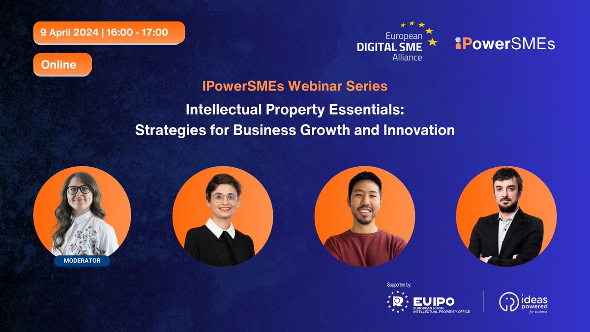 Intellectual Property Essentials: Strategies for Business Growth and Innovation 📢 9 April 2024 16:00 - 17:00 Do you want to learn more about how to leverage #IP assets and build a successful IP strategy for your #business growth? Register today! 👇 t.ly/bPpnf