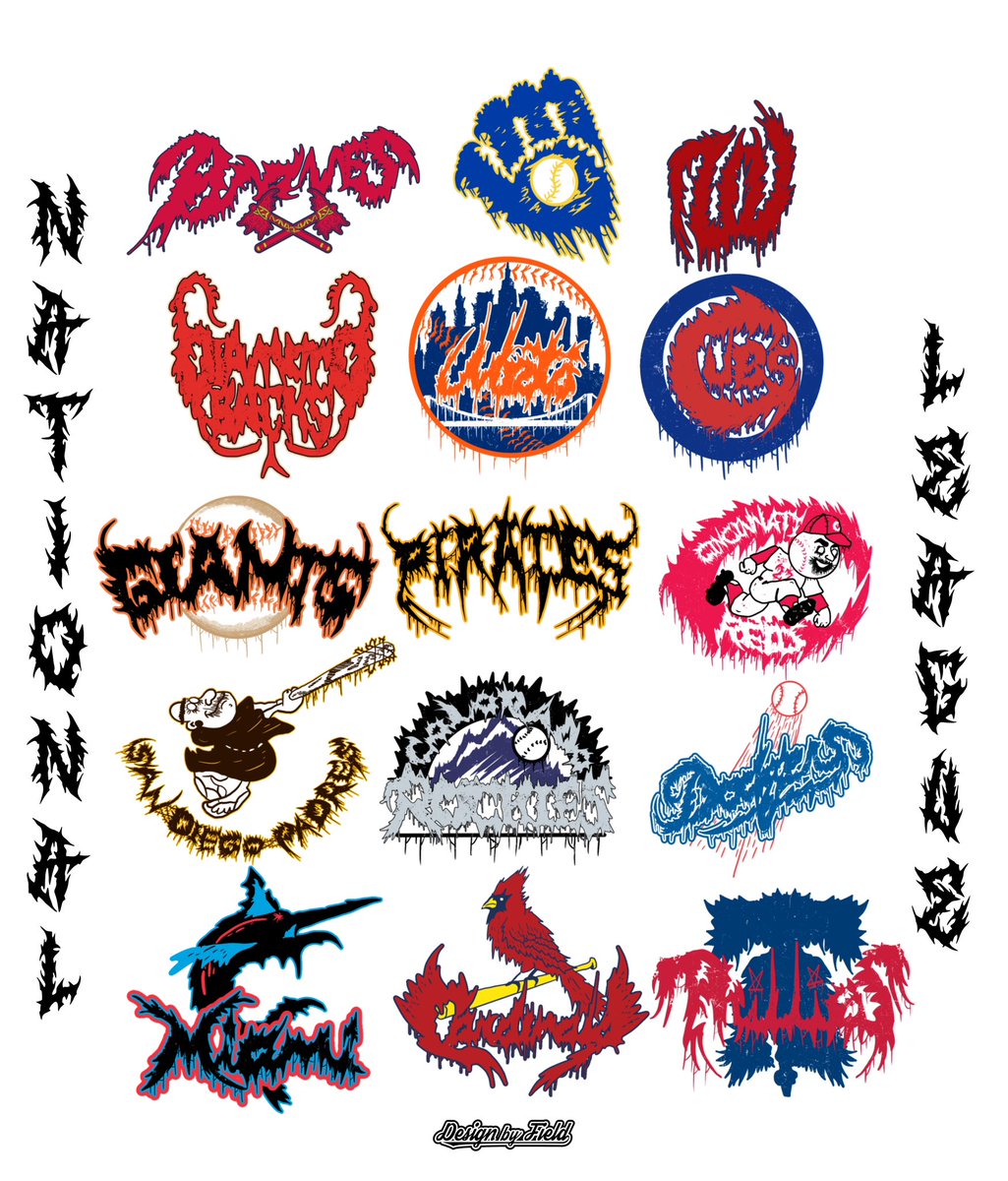 ThyArtIsMemes2's tweet image. Happy Opening Day of Baseball! To celebrate, I redid every MLB team logo as a death metal logo (again) #OpeningDay