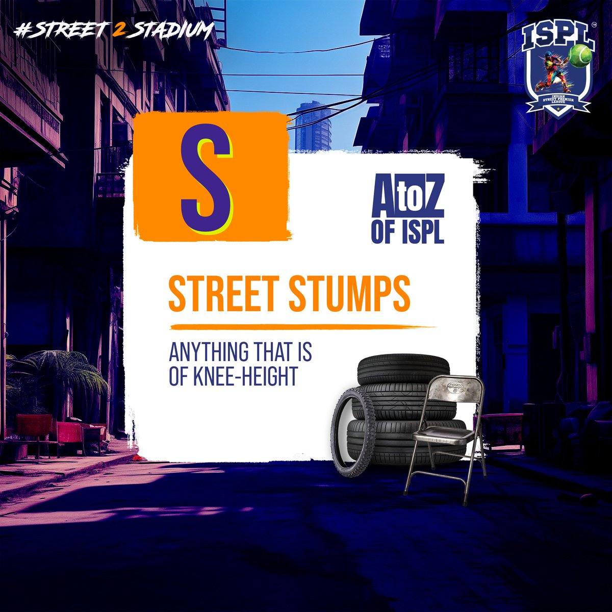Rubber tyres, chairs, plank, tree-marking, bins… you name it, we use it as the jugaad for stumps in gully cricket. #Street2Stadium #ISPL #NewT10Era #EvoluT10n #ZindagiBadalLo