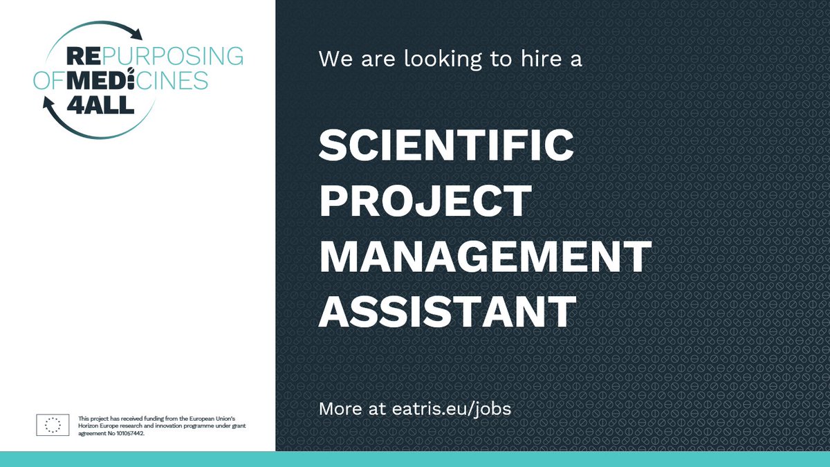 Passionate about project management & translational medicine? @EatrisEric is looking for a Scientific Project Management Assistant to contribute to a #DrugRepurposing platform with real-world impact on patient outcomes. 👉More info & apply here: eatris.eu/jobs/scientifi… #JobAlert