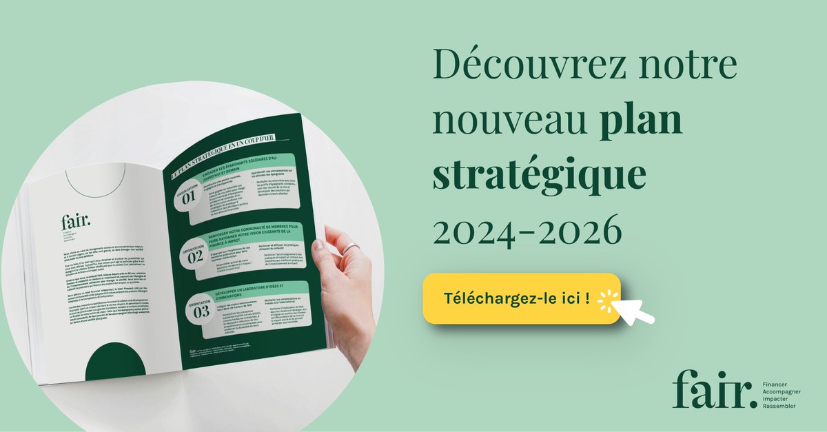 Notre feuille de route 2024-2026 🗺️ est disponible ! Découvrez notre nouveau plan stratégique pour faire de la finance solidaire un accélérateur de transitions, au service d'un monde + juste et durable 💚 : finance-fair.org/fr/actualites/… #ess