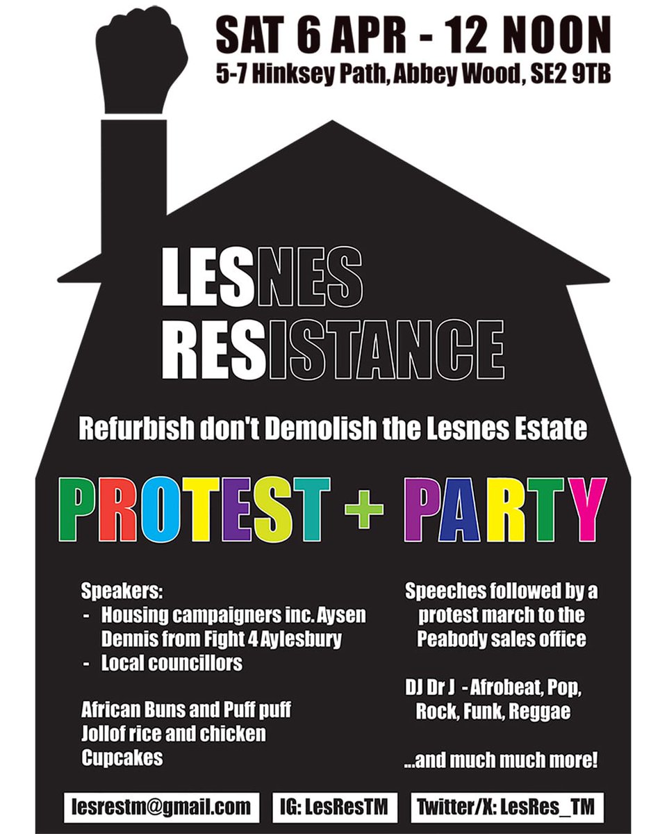 Join Us! 6th April. Noon. Abbey Wood. #Refurbishdontdemolish Protect the Lesnes Estate! @XRLambeth @FocusE15 @KwajoHousing @ArchitectsCAN @TRCdocumentary @LedburyAction @PaulWatt1232 @_seangriffiths @CatfordStruggle @LDNRentersUnion @ClimateDad77 @stellastafford @UpTheElephant_