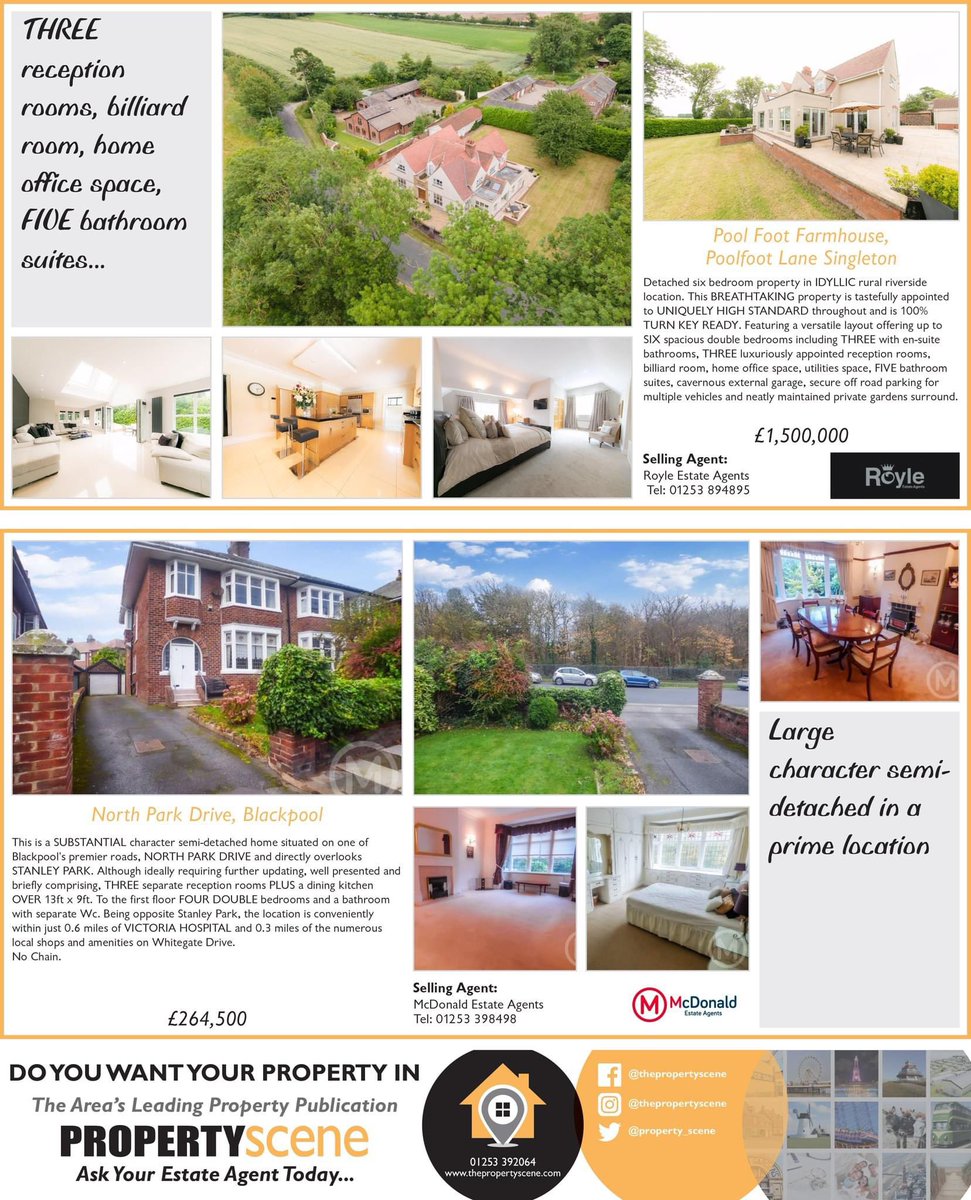 Check out the Showcase properties! 

Pool Foot Farmhouse, Poolfoot Lane Singleton by Royle Estate Agents 
North Park Drive, Blackpool by McDonald Estate Agents 

#showcasescene #showcaseproperties #properties #lancashire #Blackpool #Singleton #northwestengland