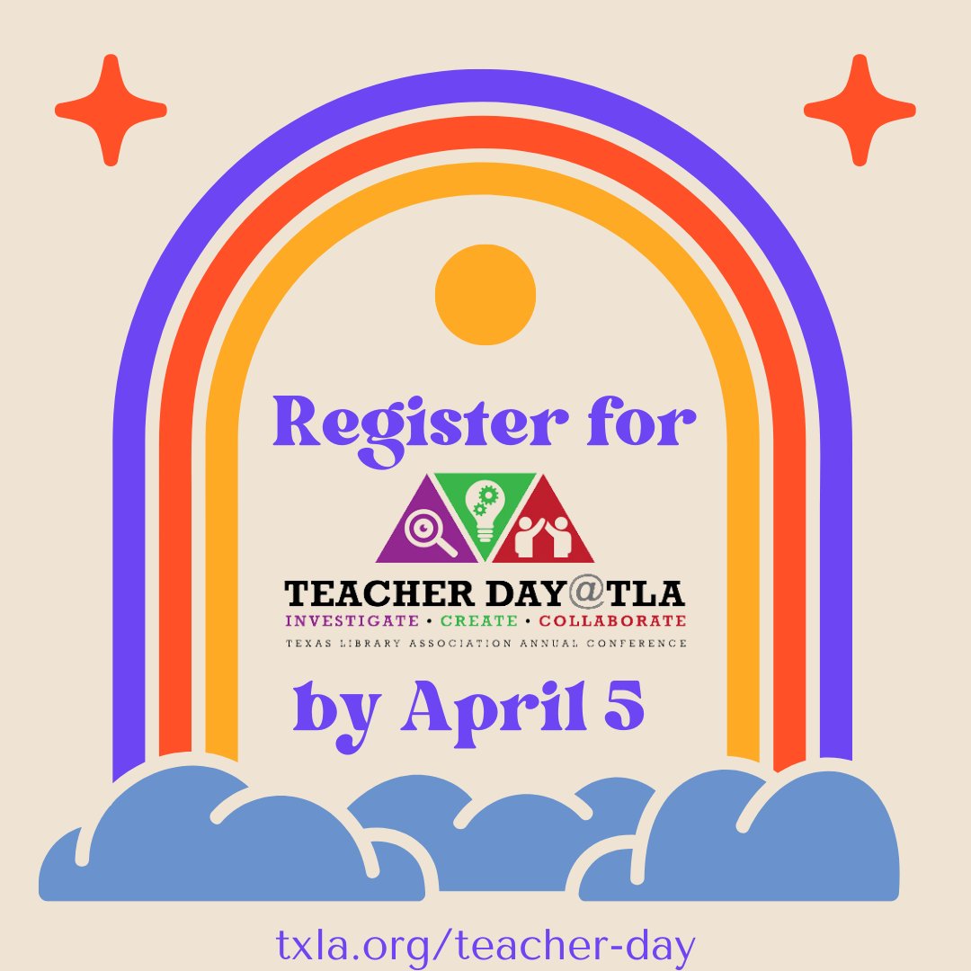 It's all sunshine and rainbows when #teachers and #librarians work together! Come to Teacher Day @ TLA to learn more about collaboration & learn from @KateDiCamillo & @kellyyanghk - Registration closes soon, so don't miss it. txla.org/teacher-day @TxASL @TXLA #TDTLA24 #TXLA24