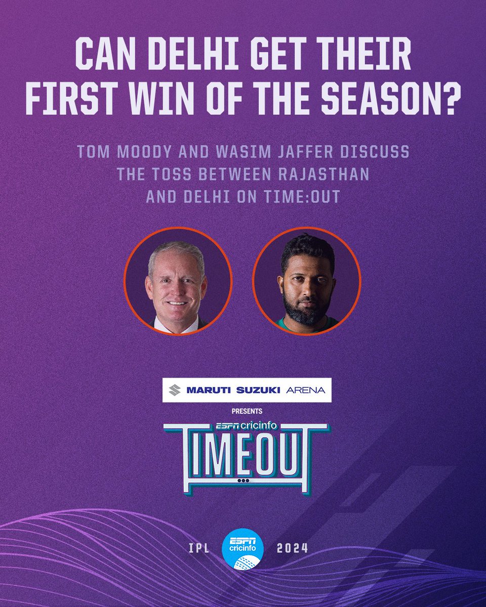 A good decision to field first in Jaipur? 🤔

Ask your questions to @TomMoodyCricket and @WasimJaffer14 on #T20Timeout now 📺 es.pn/ci #IPL2024 #RRvDC