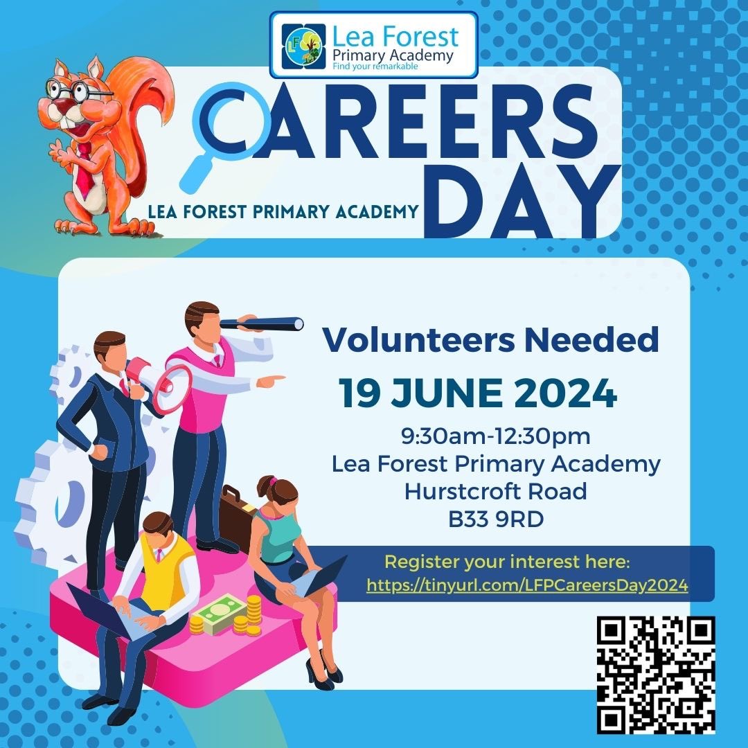 Mrs Seera (@mrs_seera) on Twitter photo Our Careers Day is back at Lea Forest and we need YOU to inspire the next generation! Share your amazing journey & ignite a spark in young minds. Be their role model - register now! Click the link tinyurl.com/LFPCareersDay2… or scan the QR code. @Lea_Forest_HT @LFP_DHT_MrW <a href="/mrsrmurad/">ruth murad</a> Our Careers Day is back at Lea Forest and we need YOU to inspire the next generation! Share your amazing journey & ignite a spark in young minds. Be their role model - register now! Click the link tinyurl.com/LFPCareersDay2… or scan the QR code. @Lea_Forest_HT @LFP_DHT_MrW <a href="/mrsrmurad/">ruth murad</a>