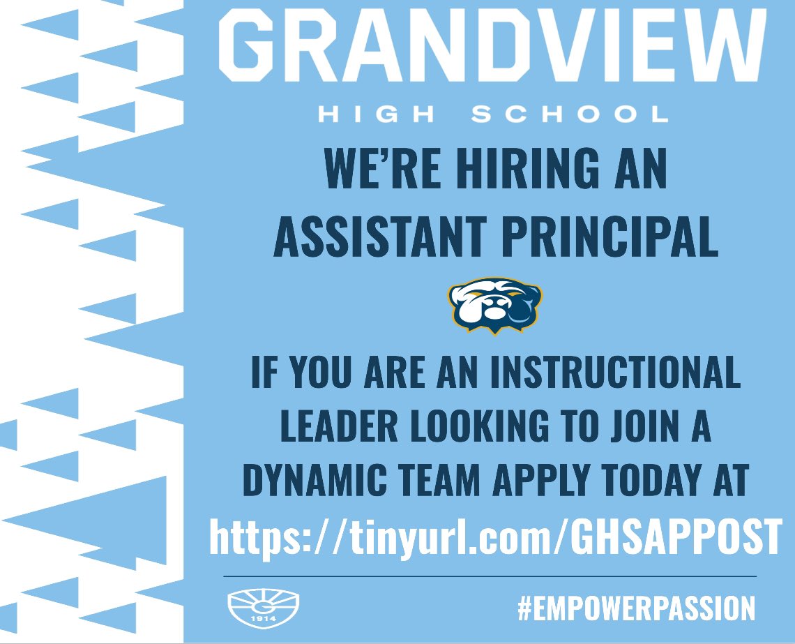 Apply To Join An Elite Team! We're hiring an Assistant Principal. Are you passionate about education, leadership, and student success? Apply now to be part of our dedicated team! grandview.tedk12.com/hire/ViewJob.a… #EmpowerPassion #FutureReady