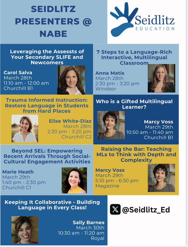 Come see these amazing @Seidlitz_Ed sessions today! I present at 2:30 on our #7Steps in Windsor 😍 Come learn the steps in 🇮🇹 with me! #NABE24